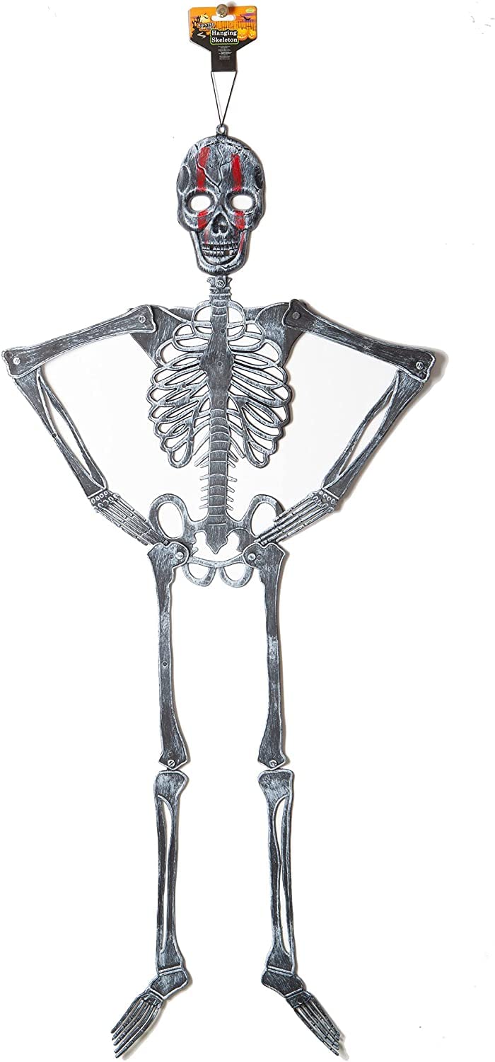 VFM - Halloween Hanging Skeleton Large- Terrifying Detailed Decoration Super Spooky 1. 2M Tall Voodoo Party Prop for Inside Or Outside Use - Haunted House