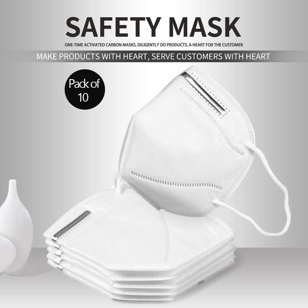 Laproved 10PCS CE-FFP2 Grade M-a-s-k Disposable N-95 Vertical Folding Safety Respirator for Construction, Home, Traffic Dust, Construction, Cleaning. White