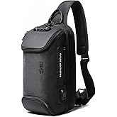 BANGE Anti theft Sling Backpack with Lock, Men's Sling Bag for Men, Shoulder Crossbody Backpack with USB Charging Port for Men and Women