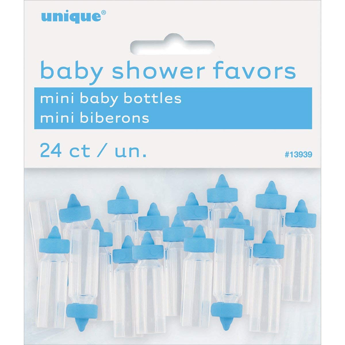 Adorable Blue Mini Baby Bottles - Pack of 24 - Novelty Party Accessories, Party Favors for Baby Shower & Gender Reveal Celebrations