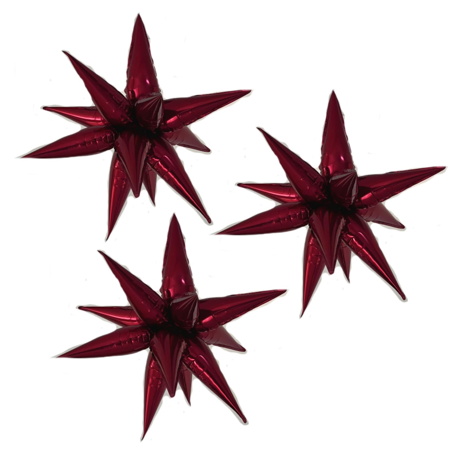 Photo 1 of 3pcs 26inch 3D wine red (Burgundy) Explosion Star foil balloon, wine red Foil Cone Star burst Balloons for Birthday Wedding New Year Party Event