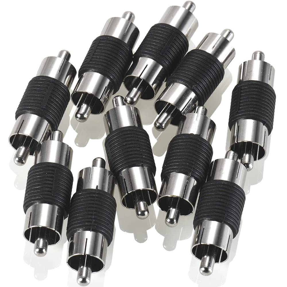 Photo 1 of Warmstor RCA Male to Male Coupler 10-Pack, Dual Male Connector RCA M-M Adapter Nickel Plated