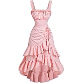 SHENHE Women's Renaissance Tiered Ruffle Ruched Dress High Low Sleeveless Long Party Dresses