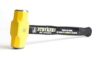 ABC HAMMERS Sledge Hammer - 6 lb. Stryker Hammer with Drop Forged Steel Head & 16" Steel Reinforced Rubber Handle - PRO616S
