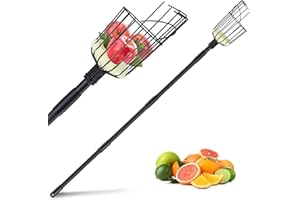 TwinkleTool Fruit Picker Pole with Basket - 10.7FT(130Inch) Adjustable Fruit Picker with Basket, Orange Picker, Fruit Picking Pole for Orange Apple Avocados Lemon, Black