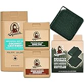 Dr. Squatch NEW Body Wash for Men with Nourishing, Natural Ingredients | No Paraben, Phthalate, Sulfate | Coconut Castaway (14 oz), Wood Barrel Bourbon & Pine Tar (8 oz, 2-Pack) & Body Scrubber