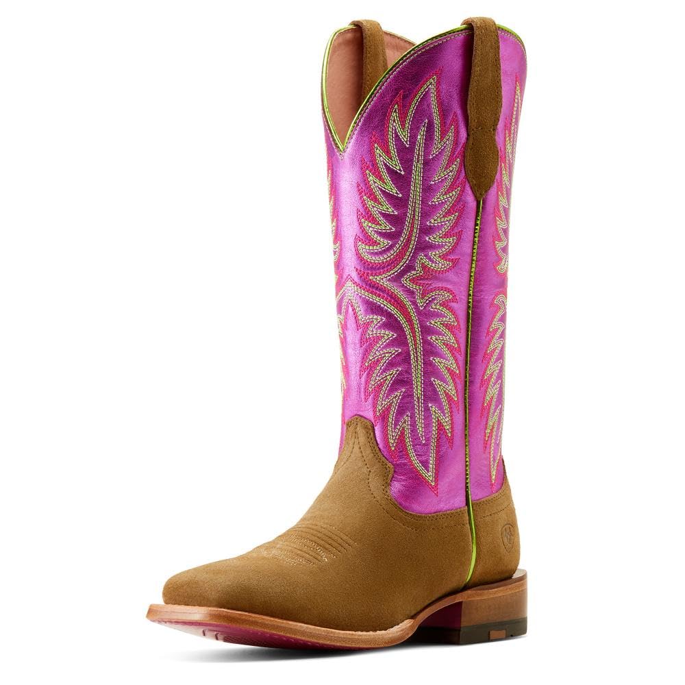 ARIAT Women’s Frontier Calamity Jane Western Boot, Electric Raspberry/Dijon Roughout, 9.5