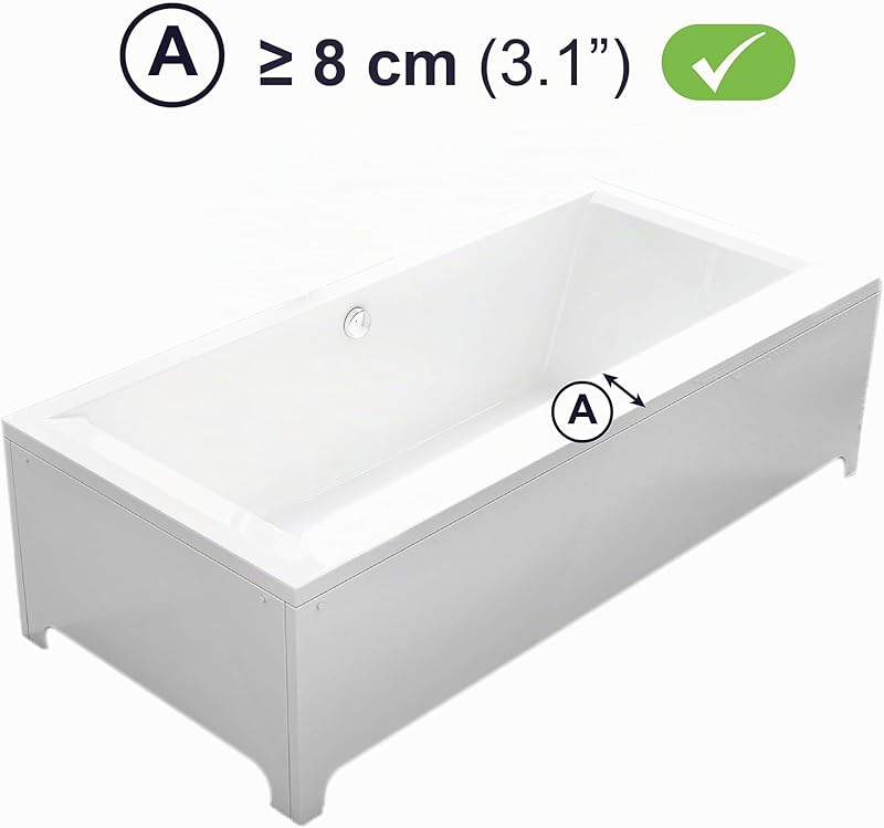 Pega ajustável para banheira para seniores, pega com borda lisa ≥8 cm