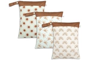 KKTAPOS Wet Dry Bags for Baby Cloth Diapers - Waterproof Reusable Washable Travel Bags, Gym Bag, Pool, Daycare Soiled Baby Items Yoga Gym Bag for Swimsuits & Wet Clothes 3pcs/set（Sun&Rainbow&Rainbow