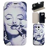 Harryshell Marilyn Monroe Art Printing Magnetic Flip Stand Leather Phone Case Cover for Motorola Moto G Xt1028 Xt1032 Xt1031 Free for Screen Protector and Stylus Pen
