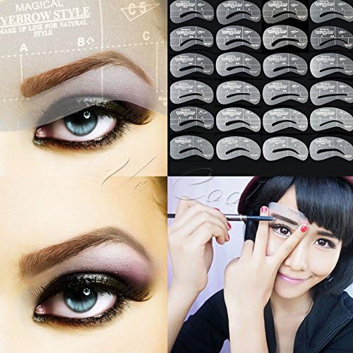 24pcs Different Styles Eyebrow Stencils Shaping Grooming Brow Set Template Reusable Makeup Design