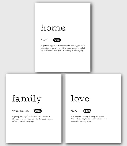 Home Family Love Definition Prints Set Of 3 8 X 10 Inches Unframed Amazon Co Uk Handmade