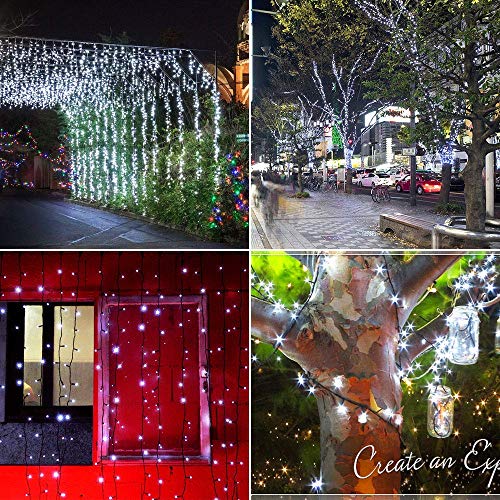 Dolucky Solar Christmas Lights, 72ft 8 Modes 200LED Solar String Lights, Waterproof LED White Solar Fairy Lights for Garden Balcony Deck Thanksgiving Christmas Decor(White)
