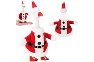 Abbylike Christmas Mini Desk Goose Outfit 7 Inch Magnetic Silly Goose Statue Santa Outfit for Winter Christmas Holiday Magnetic Duck Statue Desk keyholder Decor(Classic Red White)