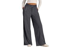 LPIGOH 2024 Causal Women's Wide Leg Yoga Pants High Waisted Drawstring Elastic Loose Sweatpants Joggers Pant with Pockets