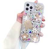 Poowear Compatible with iPhone 14 Pro Max Bling Diamond Case,Luxury Bling Diamond Rhinestone Gemstone Soft TPU Back Cover Case for Women Girls with iPhone 14 Pro Max 6.7 "
