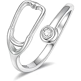 Sterling Silver Stethoscope Cross Necklace Earrings Bracelet Ring Women Medicine Pendant Jewelry Nurse Doctor Graduation Gift for Medical Student