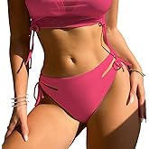 WODECASA Women's Cheeky Bikini Bottoms Low Rise Cut Out Side Tie Sexy Ruched Bathing Suit Swim Bottoms 2026
