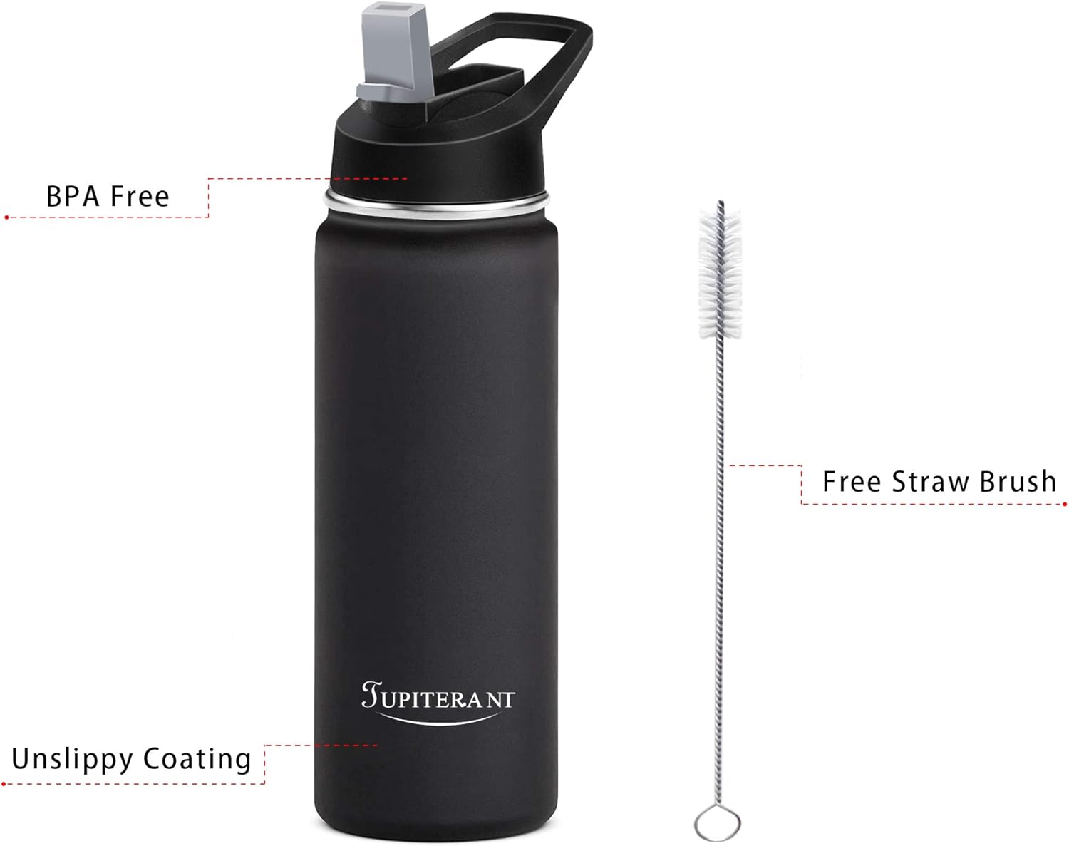 JUPITERANT Water Bottles, Simple Sports Insulated Flask Mug-Modern Hydro Bottle Cold&Hot 24/32OZ-Double Wall Stainless Steel-2Caps(Straw Lid&Chug Lid) : Sports & Outdoors