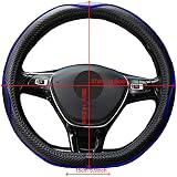 ISTN Microfiber Leather Car Steering Wheel Cover 15 inch D Shape Black/Blue view 6