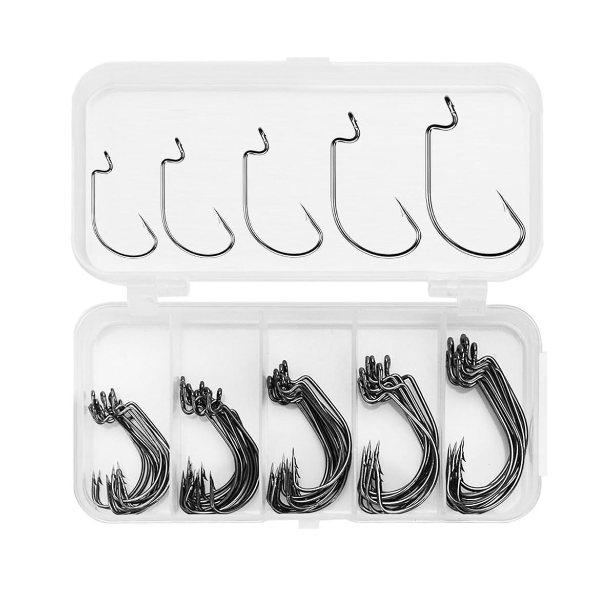 FOLANDO 50 PCS Fish Hooks, Barbless Carp Hook Fishing Hooks Barbed Hooks Circle Hooks for Freshwater Saltwater 2#,1#,1/0#,2/0#,3/0#