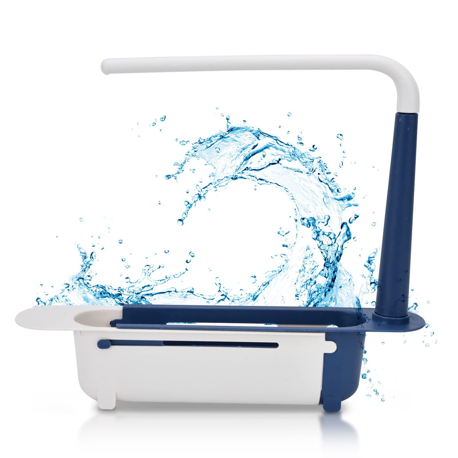 Drainer Sink Tray,Telescopic Sink Storage Rack, 5 Colors Expandable Dish Drying Rack, Adjustable Large Capacity PP Sink Organizer with Bracket and Crossbar (Blue), Telescopic Sink Storage Rack Si