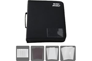 Enjoy Myself Stamp and Die Cut Storage Binder Embossing Folder and Stencil Organizer with Magnetic Sheets and Storage Pocket for Craft Scarpbooking Supplies and Stationery, 2 H × 12.5 W × 10 D (Black)