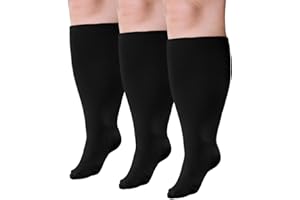ZAKASA Plus Size Compression Socks: Women Men Wide Calf 20-30 mmHg Extra Large Knee High Compression Socks for Nurses Travel