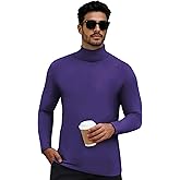 KGGEOO Men's Thermal Turtleneck Basic Layer Lightweight Pullover Sweater Long Sleeve Fleece Lined Athletic Warm Undershirt