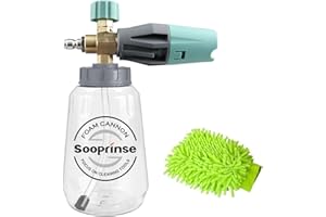 Sooprinse Foam Cannon, Adjustable Snow Foam Lance Transparent Body, Professional Car Foam Blaster with 1/4 Inch Quick Connector, 4000 PSI, 1L