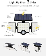 Lepro Solar Security Lights 1200LM 3 Head Motion Sensor IP65 Outdoor Floodlight view 5