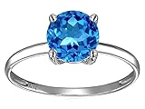 Star K 7mm Round Blue Topaz Solitaire Engagement