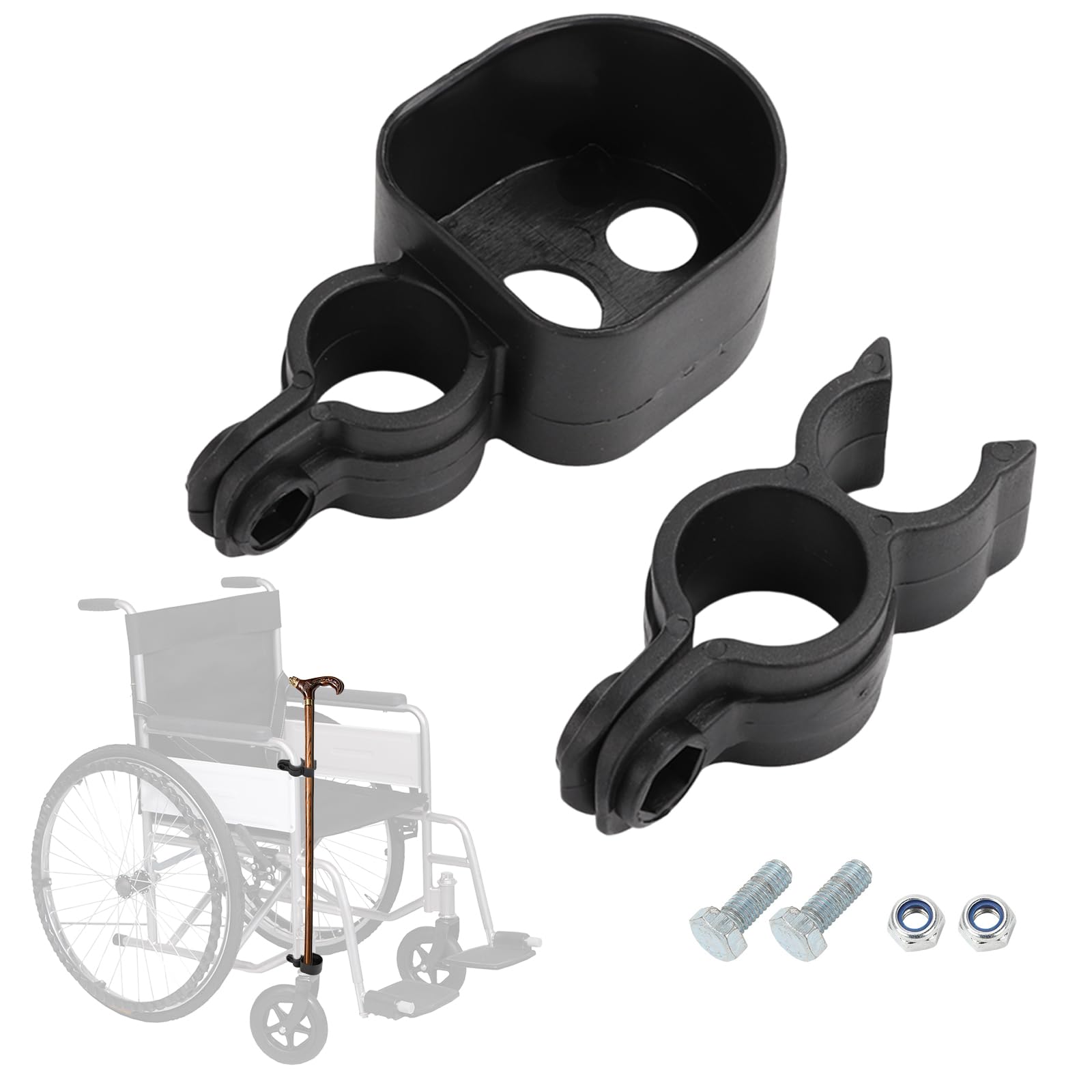 2Pcs Walking Stick Holder, Wheelchair Walking Stick Rack, Crutch Holder, Universal Crutches Stick Bracket Accessories, Mobility Scooter Accessories for Wheelchairs Electric Scooters Elderly Walkers