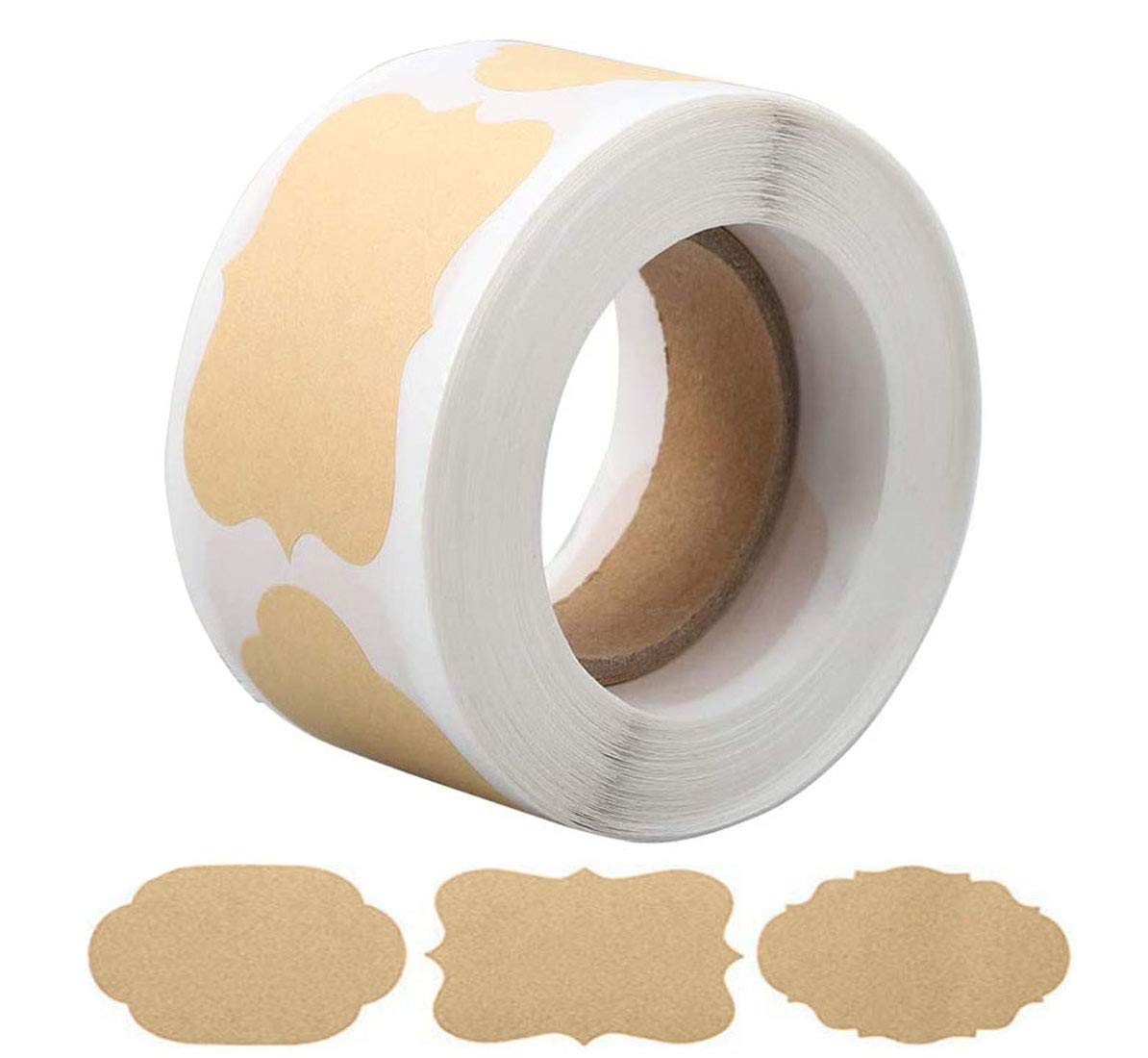 RuiChy 300 Gift Tag Labels - 1.2" x 2" Self-Adhesive Stickers, Kraft, Removable Food Labels for Gifts, Bottles, Glass, Container