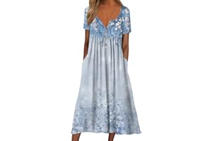 OIOLOYJM Bohemian Dress for Women Plus Size Boho Mid Length Maxi Emily Charm Peasant Spring Summer Dresses for Women 2024