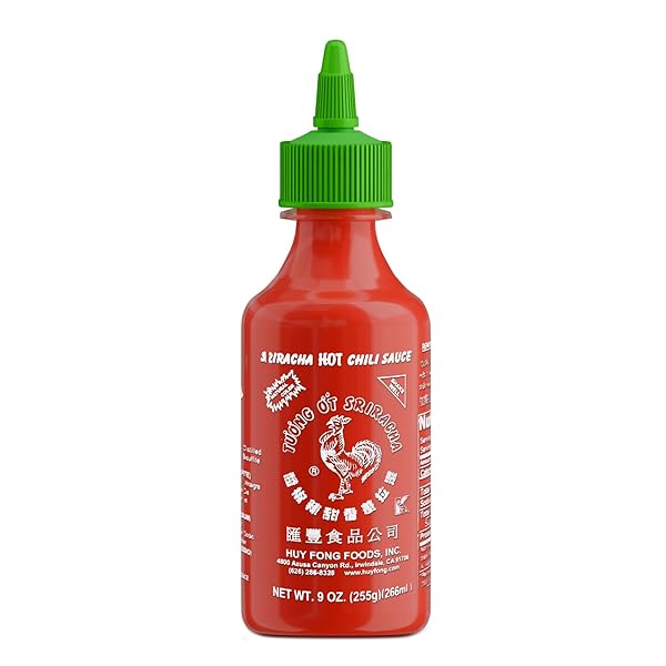 THE ORIGINAL HUY FONG SRIRACHA, 9 OZ ROOSTER SRIRACHA CHILI SAUCE, SPICY FLAVOR HOT SAUCE W/CHILI PEPPER, SRIRACHA CHILI PASTE FOR TACOS，HOTDOGS, BURGERS, SOUPS, 1-PACK