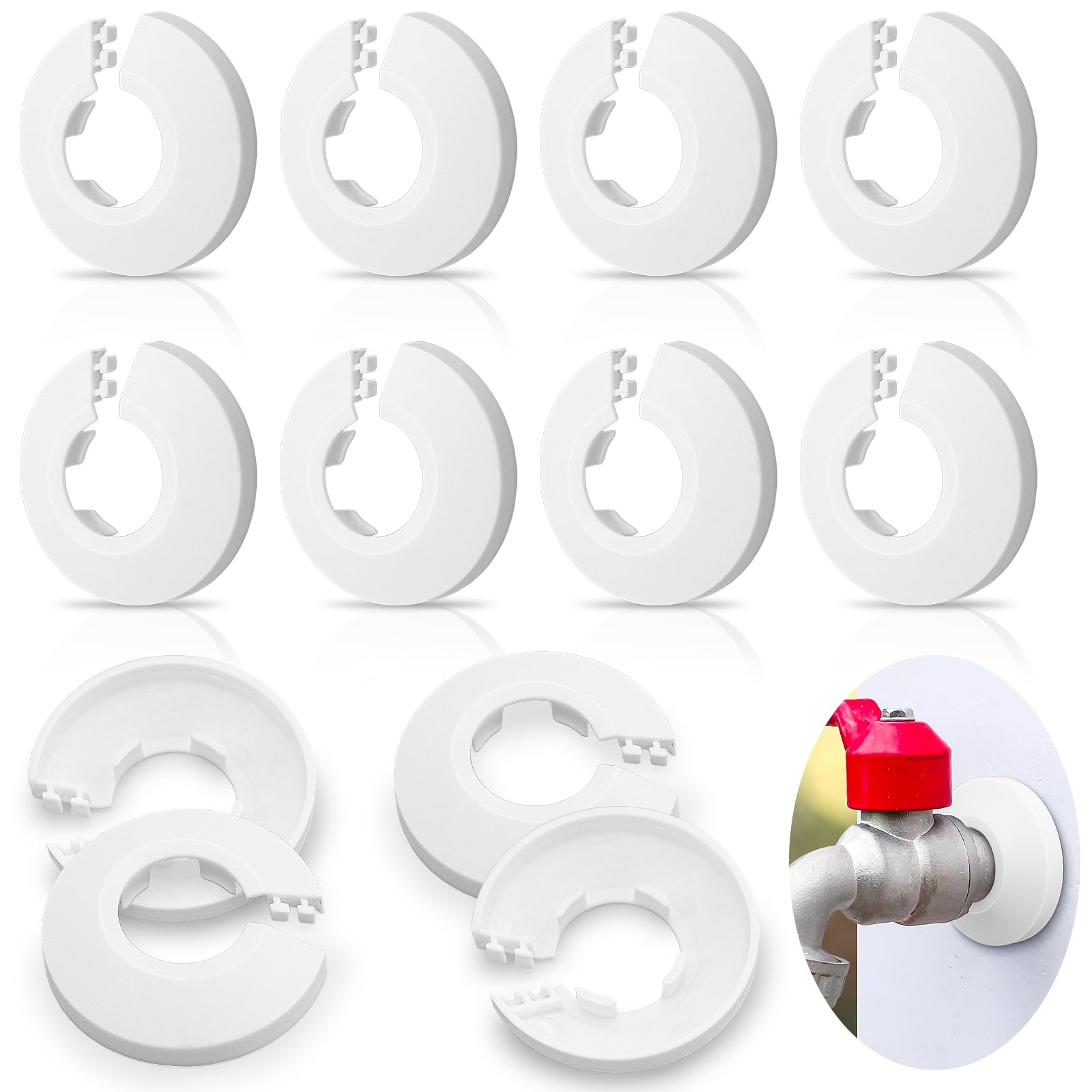 XIANGLONGY 12 Pieces White Plastic Radiator Pipe Covers, 20mm, Multi-functional, Elegant White Design