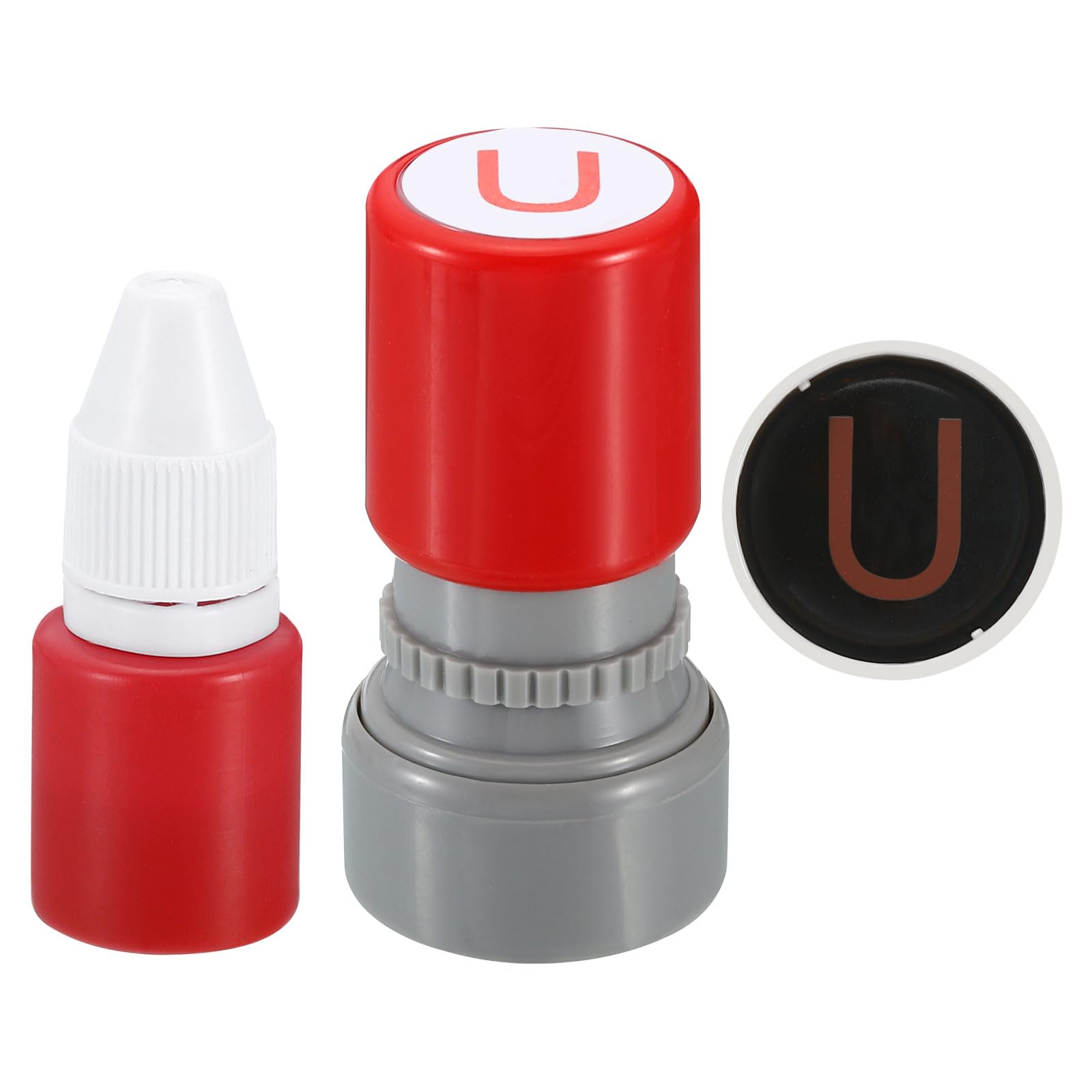 PATIKIL Letter Stamps Self Inking, Character U Alphabet Teacher Stamp Initial Stamp Mini Ink Stamp for Class Notebook Scrapbooking DIY Craft, Red Ink
