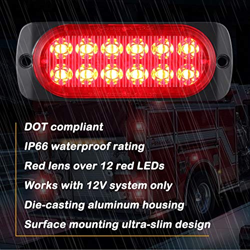Pack of 2 Aluminum Housing Red LED Trailer Stop Brake Turn Tail Lights, AT-HAIHAN DOT Compliant Waterproof Surface Mount Lighting for Truck Tractor Jeep RV