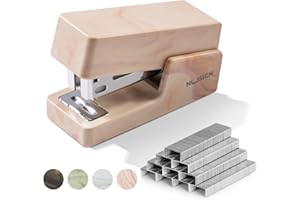 NUSIGN Mini Stapler with 830 Staples, Small Cute Desk Staplers, 25 Sheet Capacity, Fluid Brown
