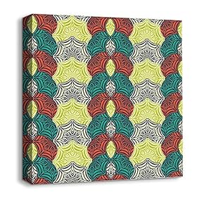 Canvas Wall Art Traditional National Culture Painting Artwork for Home Prints Framed - 12x12 inches