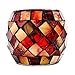 AWEVILIA Handmade Red Orange Mosaic Glass Bowl Candle Holders Votive Tealight Candleholders Home Decor Christmas Party