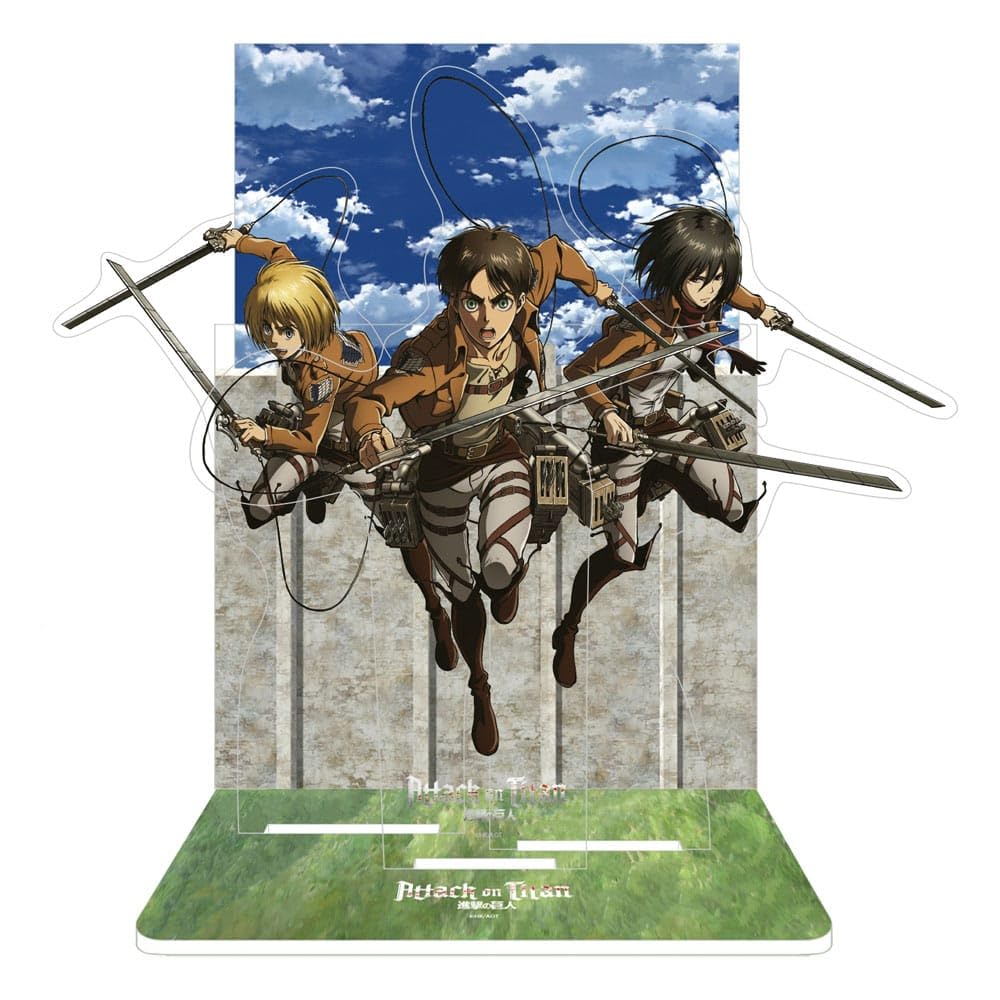 SAKAMI Acrylic Diorama Attack on Titan: Eren, Mikasa & Armin 20 cm, White