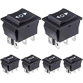 VEXUNGA KCD4 Momentary Rocker Switch 6 Pin 20A 125VAC 16A 250VAC DPDT Mini Boat Rocker Switch On Off On 3 Position Switches Black for Car Marine Home Appliances (Pack of 6pcs)