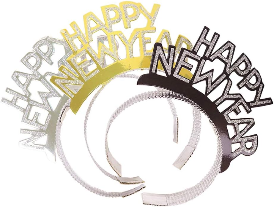 New year headband stretchy gift 2023 glitter garland happy new year headband Amosfun 9pcs 2020 Glitter Happy New Years Headbands Headwear 2020 New Year Eve Party Favors