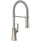 Delta Ermelo Pro Style Commercial Kitchen Faucet with Pull Down Sprayer, Brushed Nickel Single Hole Kitchen Sink Faucet, Single Handle, Stainless 18887-SS-DST