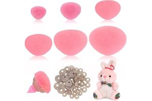 PH PandaHall 120sets Flocking Safety Noses, 6 Size Stuffed Animal Triangle Nose Pink Plastic Safety Noses Bulk Craft Nose wit