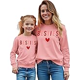 CM C&M WODRO Valentine's Day Family Matching Sweatshirt Mom and Kid Cute Besties Heart Outfit Crewneck Long Sleeve Shirt Tops