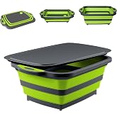 SETOXYX Collapsible BBQ Prep Tub with Lid, 3-IN-1 Foldable Camping Sink Tub with Colander, BPA-Free Storage Blanket, Food Gra