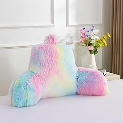 Holawakaka Large Faux Fur Bed Rest Pillow with
